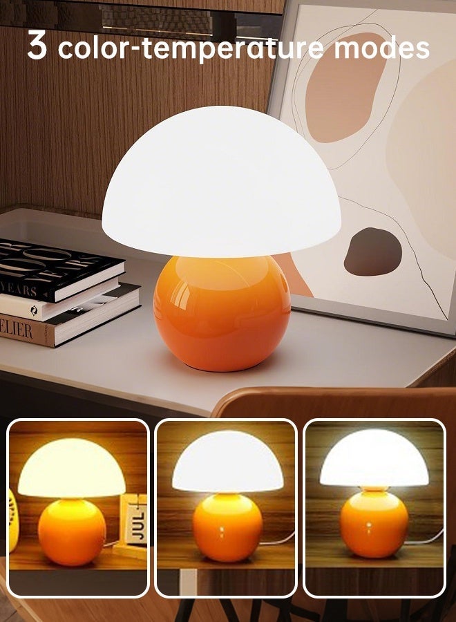 Forthcan Mushroom Table Lamp, Decorative Bedside Night Light for Bedroom, Living Room or Study, Vintage Glass Design with Soft Ambient Lighting - Image 1