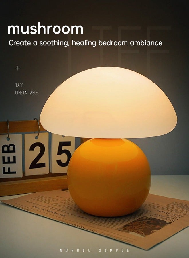 Forthcan Mushroom Table Lamp, Decorative Bedside Night Light for Bedroom, Living Room or Study, Vintage Glass Design with Soft Ambient Lighting - Image 2