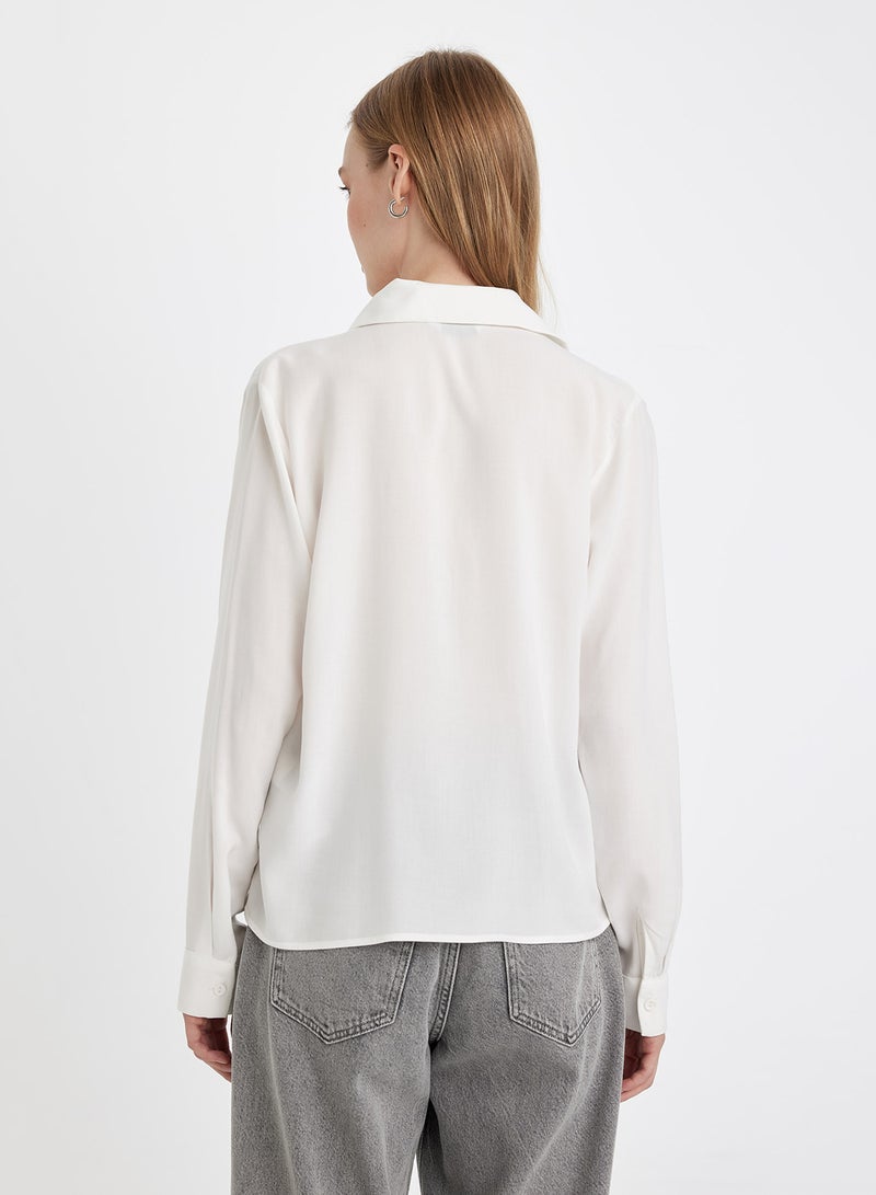 DeFacto Regular Fit Shirt Collar Basic Plain Buttoned Long Sleeve Shirt - Image 2