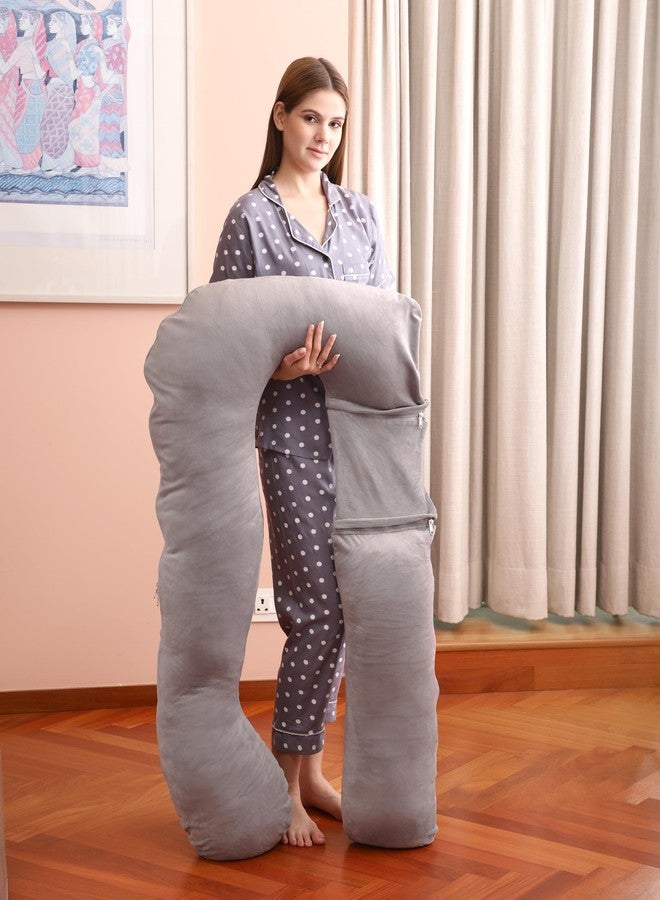 RELY+ Gynaecologist-Recommended Detachable U-Shaped Maternity Pillow - Full Body Support for Sleeping, Unbreakable Zipper, Removable Cover, Ideal for Legs, Belly, Back & Side Sleeping, Grey - Image 5