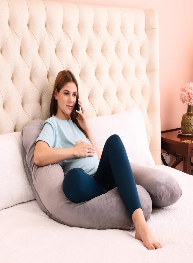 RELY+ Gynaecologist-Recommended Detachable U-Shaped Maternity Pillow - Full Body Support for Sleeping, Unbreakable Zipper, Removable Cover, Ideal for Legs, Belly, Back & Side Sleeping, Grey - Image 2