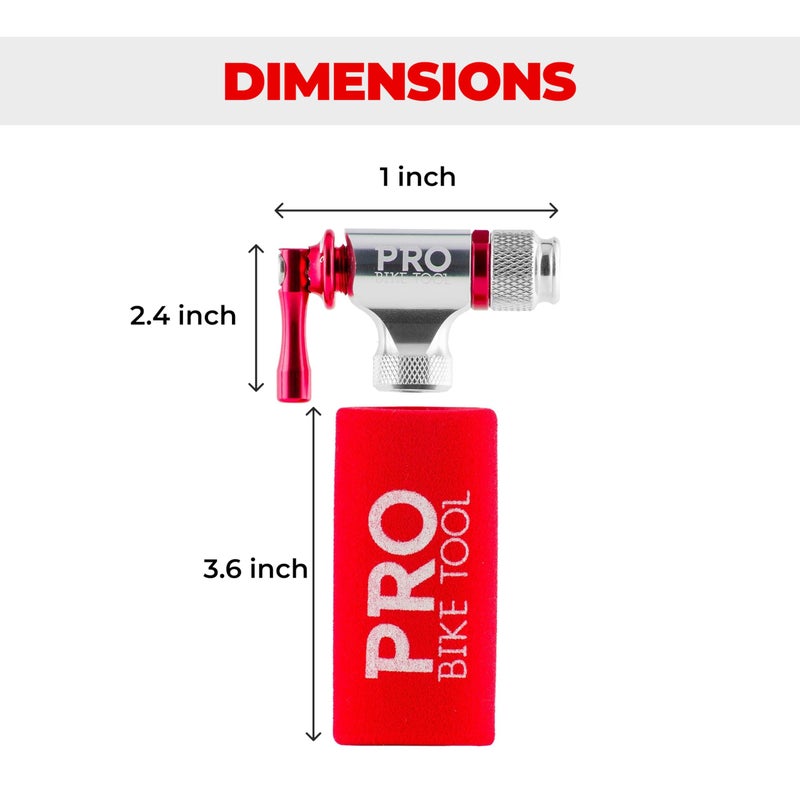 Pro Bike Tool CO2 Inflator - Quick & Easy - Presta and Schrader Valve Compatible - Bicycle Tire Pump For Road and Mountain Bikes - Insulated Sleeve - No CO2 Cartridges Included - Image 3