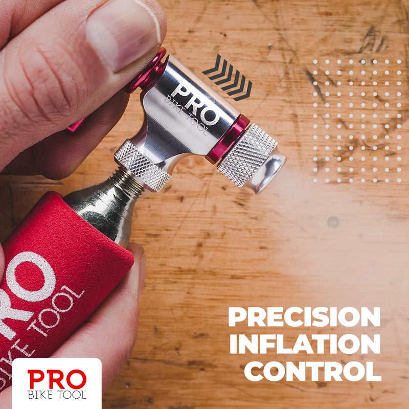 Pro Bike Tool CO2 Inflator - Quick & Easy - Presta and Schrader Valve Compatible - Bicycle Tire Pump For Road and Mountain Bikes - Insulated Sleeve - No CO2 Cartridges Included - Image 2