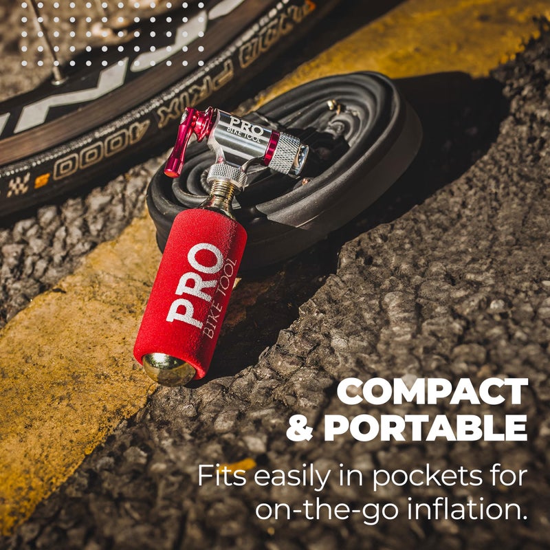 Pro Bike Tool CO2 Inflator - Quick & Easy - Presta and Schrader Valve Compatible - Bicycle Tire Pump For Road and Mountain Bikes - Insulated Sleeve - No CO2 Cartridges Included - Image 4