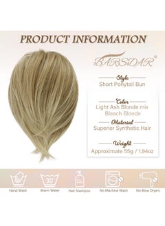 Hair Bun Ponytail Extension, Straight Synthetic Hairpiece Fully Short Ponytail Bun Extensions Hair Accessories Elastic Easy Scrunchie For Women (Light Ash Blonde Mix Bleach Blonde) - pzsku/Z38DED02FF238B911A3B0Z/45/_/1734182875/023a0625-e923-4d36-ae91-30ef412e46ef