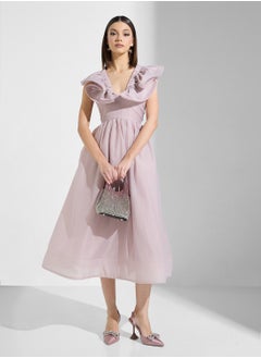 True Decadence V-Neck Ruffle Detailed Dress  - Image 4