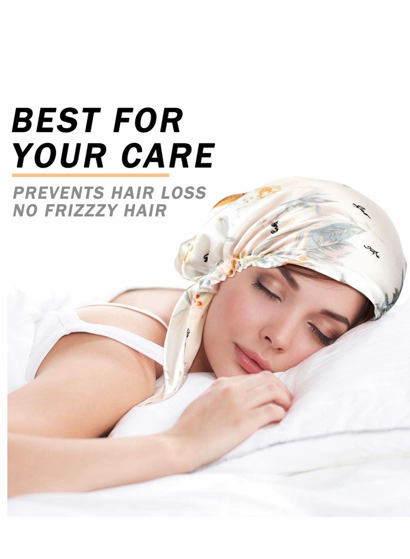 Excefore Shower Cap 2 Pcs Women Silk Bonnet Satin Hair for Sleeping  Smooth Soft Hat - Image 4