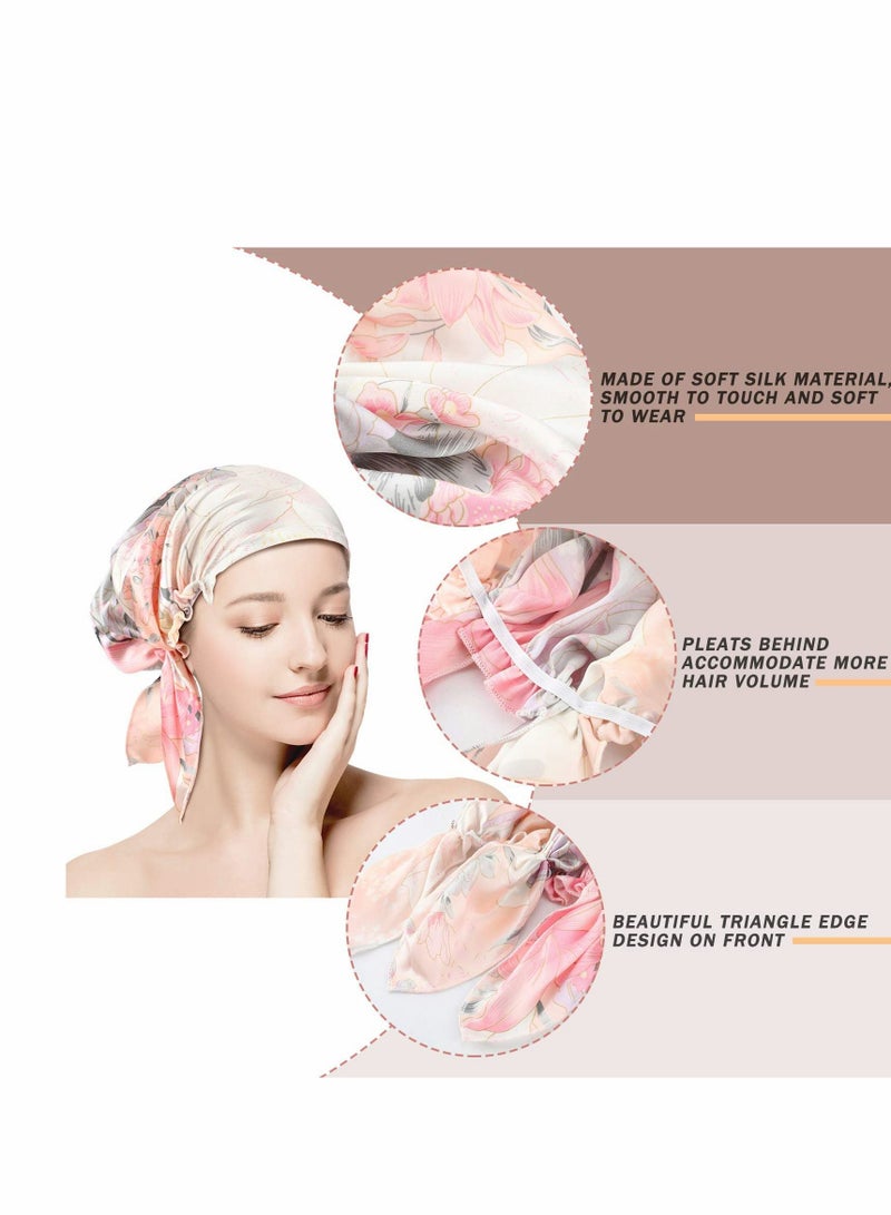 Excefore Shower Cap 2 Pcs Women Silk Bonnet Satin Hair for Sleeping  Smooth Soft Hat - Image 3