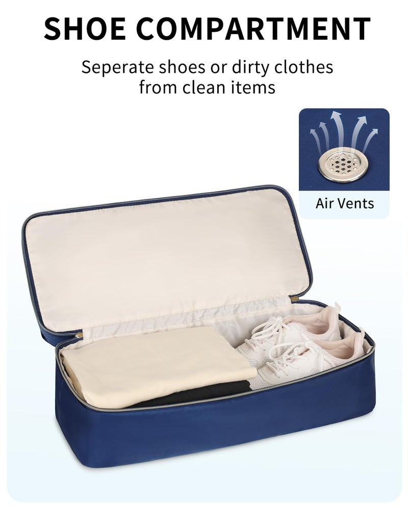 WANDF For Spirit Airlines Personal Item Bag 18x14x8 Underseat with Wet Pocket & Shoe Compartment & Tsa Approved Toiletry Bag Travel Duffle Carry On Overnight Weekender Tote (Navy Blue) - Image 4