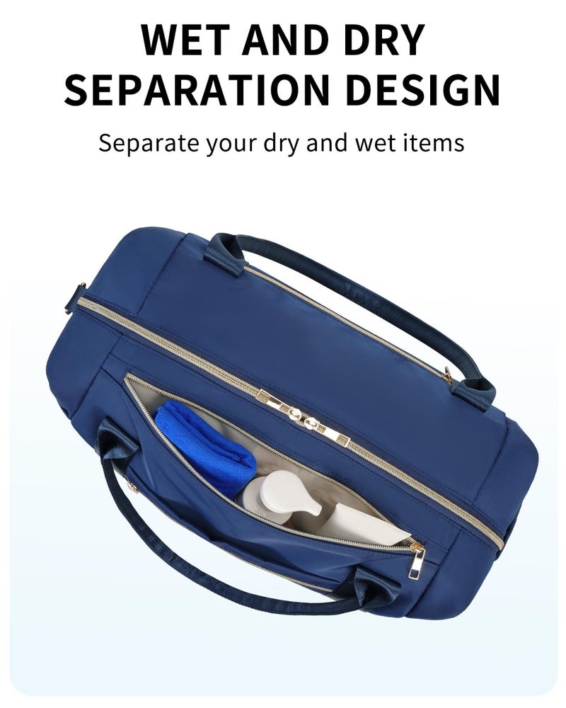 WANDF For Spirit Airlines Personal Item Bag 18x14x8 Underseat with Wet Pocket & Shoe Compartment & Tsa Approved Toiletry Bag Travel Duffle Carry On Overnight Weekender Tote (Navy Blue) - Image 3