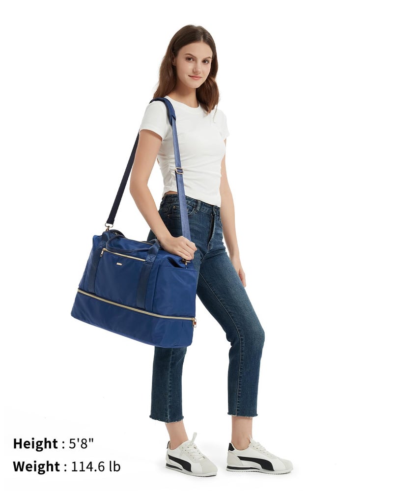 WANDF For Spirit Airlines Personal Item Bag 18x14x8 Underseat with Wet Pocket & Shoe Compartment & Tsa Approved Toiletry Bag Travel Duffle Carry On Overnight Weekender Tote (Navy Blue) - Image 5