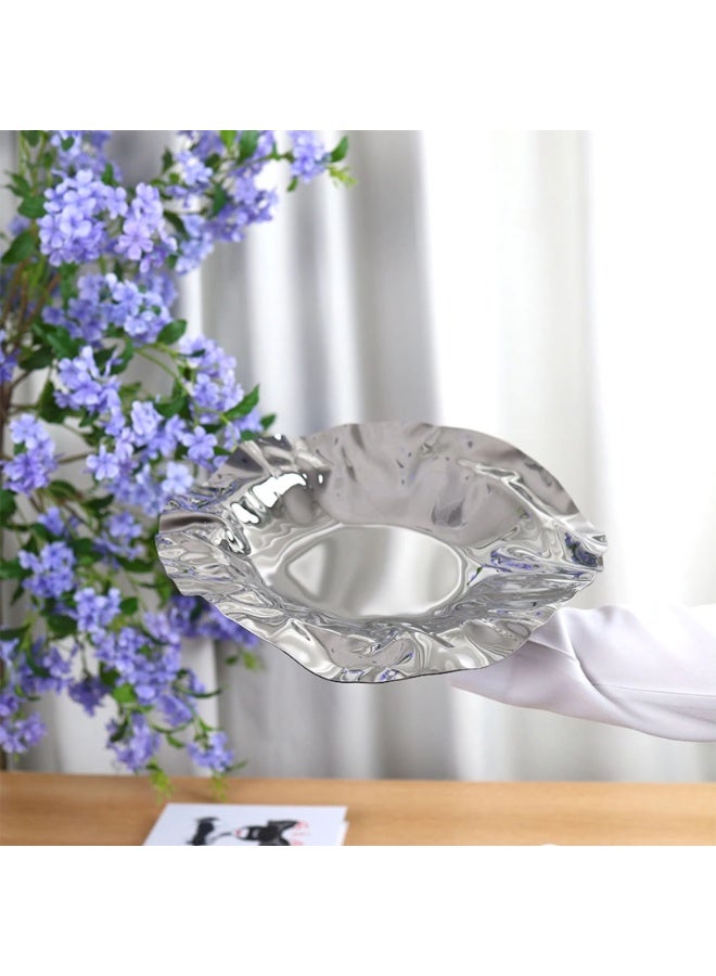 الهدايا مول  صحن تقديم بتصميم كلاسيكي – ستانلس ستيل – فضي – 37×37 سم - Image 1