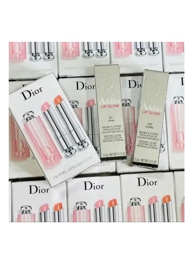 Dior Addict Lip Glow Lip Balm, Reviver Duo Pink (001) Coral (004 )Lipstick Gloss Balm Travel collection. - Image 2