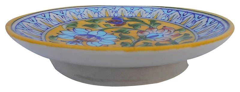 Potterywalaz Blue Pottery Ceramic Decorative Wall Hanging Flower Design Handmade Plate 6 Inch PTN16 - Image 2
