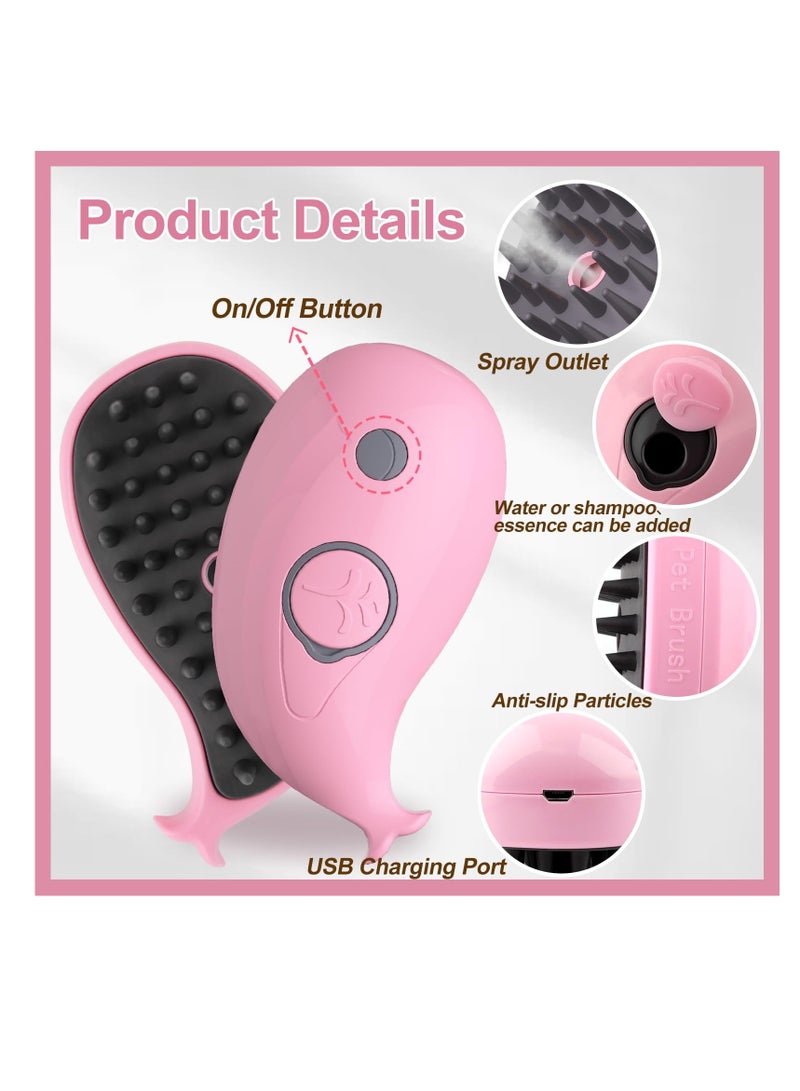 Excefore Cat Steam Brush, 3 in 1 Cat Steamy Brush, Silicone Massage Grooming Brush for Massage, Clean, Eliminate Flying and Tangled Hair, Pet Hair Self Cleaning Brush Comb for Cats Dogs, Pink Whale - Image 5