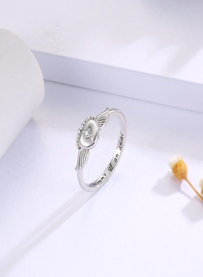 Sariel Miscarriage Mommy of an Angel Ring 925 Sterling Silver Loss of Sympathy Gifts Memorial Infant Loss Jewelry for Women (A, 9) - Image 2