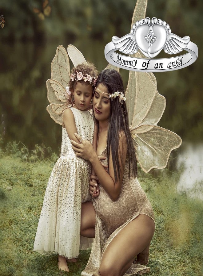 Sariel Miscarriage Mommy of an Angel Ring 925 Sterling Silver Loss of Sympathy Gifts Memorial Infant Loss Jewelry for Women (A, 9) - Image 5