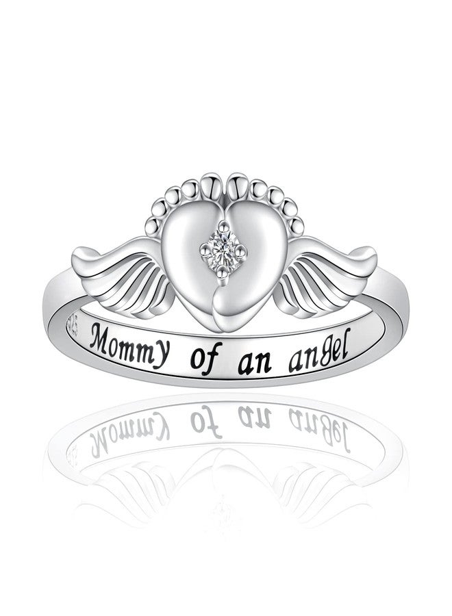 Sariel Miscarriage Mommy of an Angel Ring 925 Sterling Silver Loss of Sympathy Gifts Memorial Infant Loss Jewelry for Women (A, 9) - Image 1