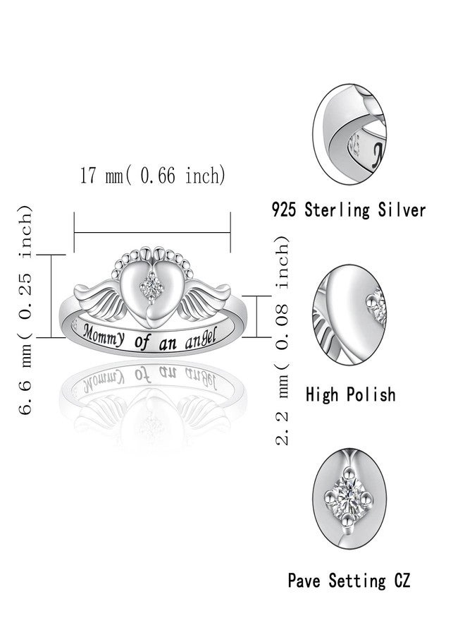 Sariel Miscarriage Mommy of an Angel Ring 925 Sterling Silver Loss of Sympathy Gifts Memorial Infant Loss Jewelry for Women (A, 9) - Image 4