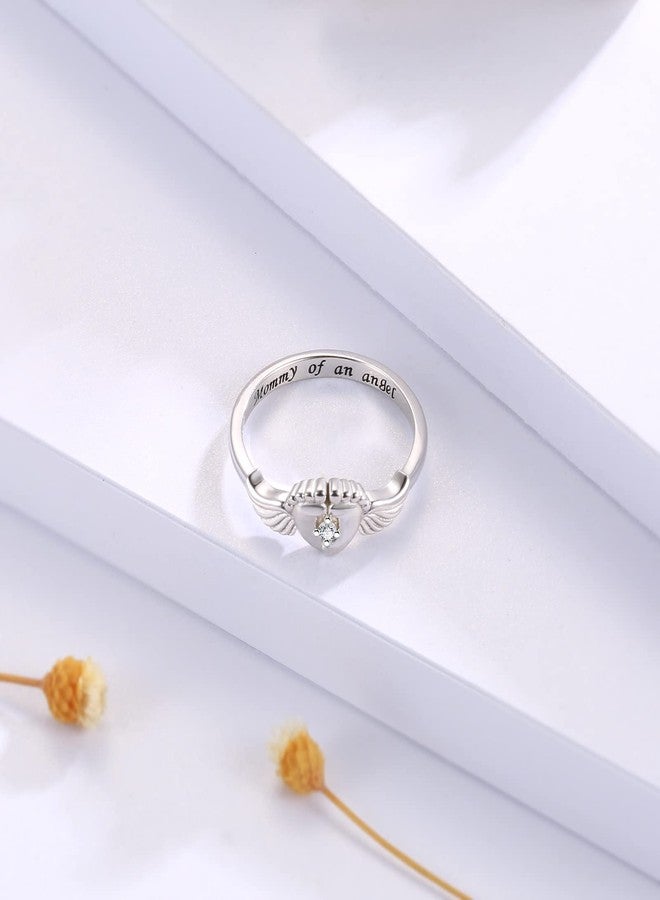 Sariel Miscarriage Mommy of an Angel Ring 925 Sterling Silver Loss of Sympathy Gifts Memorial Infant Loss Jewelry for Women (A, 9) - Image 3