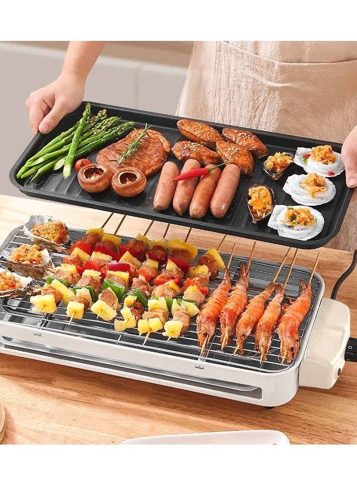 Y&D 3 in 1 Household Non-Smoking Electric Barbecue Stove Grill Hot Pot Shabu Non Stick Roasting Pans Temperature Control Hotpot Grill Outdoor Indoor Electric Grill Pan Suitable for Party or People Gatherings  - Image 4