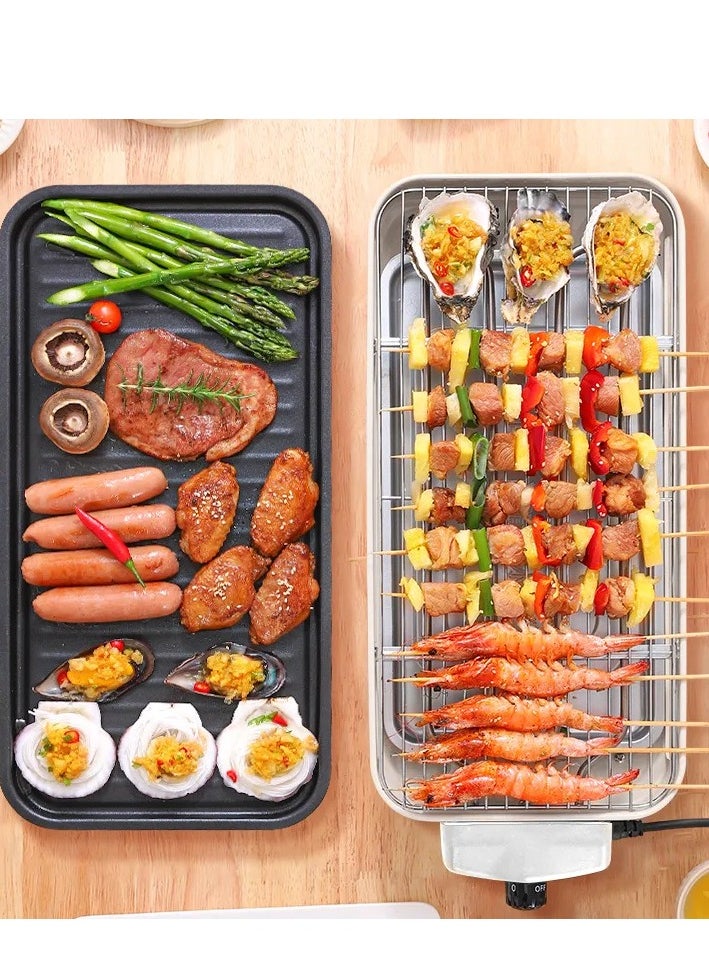 Y&D 3 in 1 Household Non-Smoking Electric Barbecue Stove Grill Hot Pot Shabu Non Stick Roasting Pans Temperature Control Hotpot Grill Outdoor Indoor Electric Grill Pan Suitable for Party or People Gatherings  - Image 3