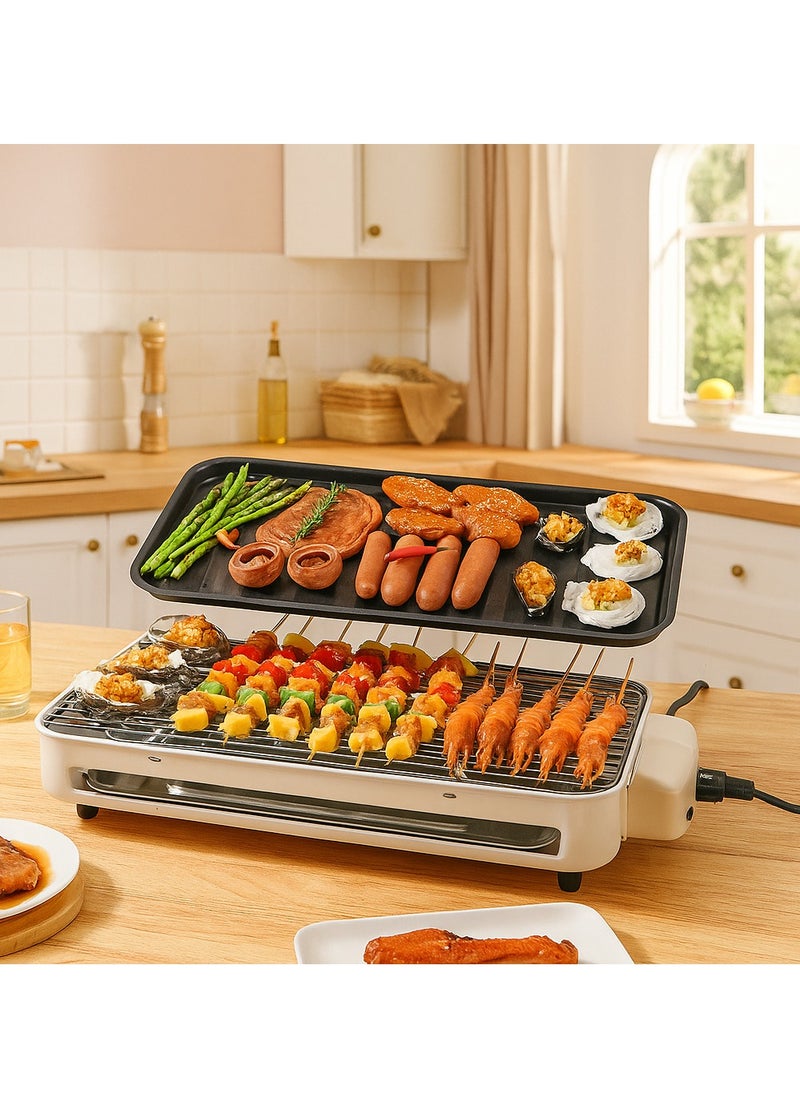 Y&D Household Smokeless Electric Barbecue Grill Electric Grill Pan Outdoor Indoor Barbecue Machine Kebab Multifunctional Electric Grill Pan Barbecue Grills Suitable for Party or People Gatherings  - Image 1