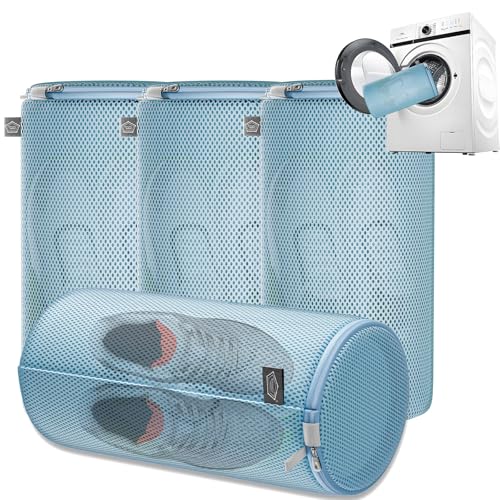 Kimmama Shoe Washing Machine Bag Shoe Bag for Washing Machine Mesh Laundry Bags for Sneakers Footwear Trainers Slippers Blue Sandwish Net 8x15 - Image 1