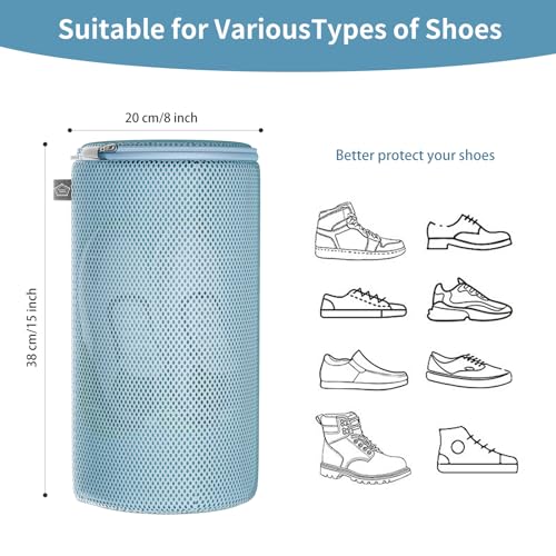 Kimmama Shoe Washing Machine Bag Shoe Bag for Washing Machine Mesh Laundry Bags for Sneakers Footwear Trainers Slippers Blue Sandwish Net 8x15 - Image 3