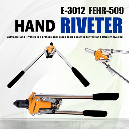 Eastman Hand Riveters 509 mm Pop Rivet Gun Fast Hitting Professional Chrome Handled Riveting Tool for Metal Furniture Automotive Home Workshop (E-3012) - Image 2