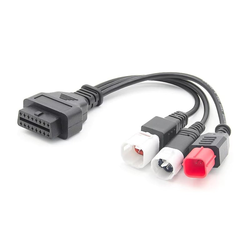 Motorbike OBD1 Adapter Cable 3in1 Motorcycle 3 Pin 4 Pin 6 Pin to OBD2 16 Pin OBD2 Motorcycle Diagnostic Connector Compatible for Euro5 Guzzi Kawasaki Motorbike Work with ELM327 Scanner