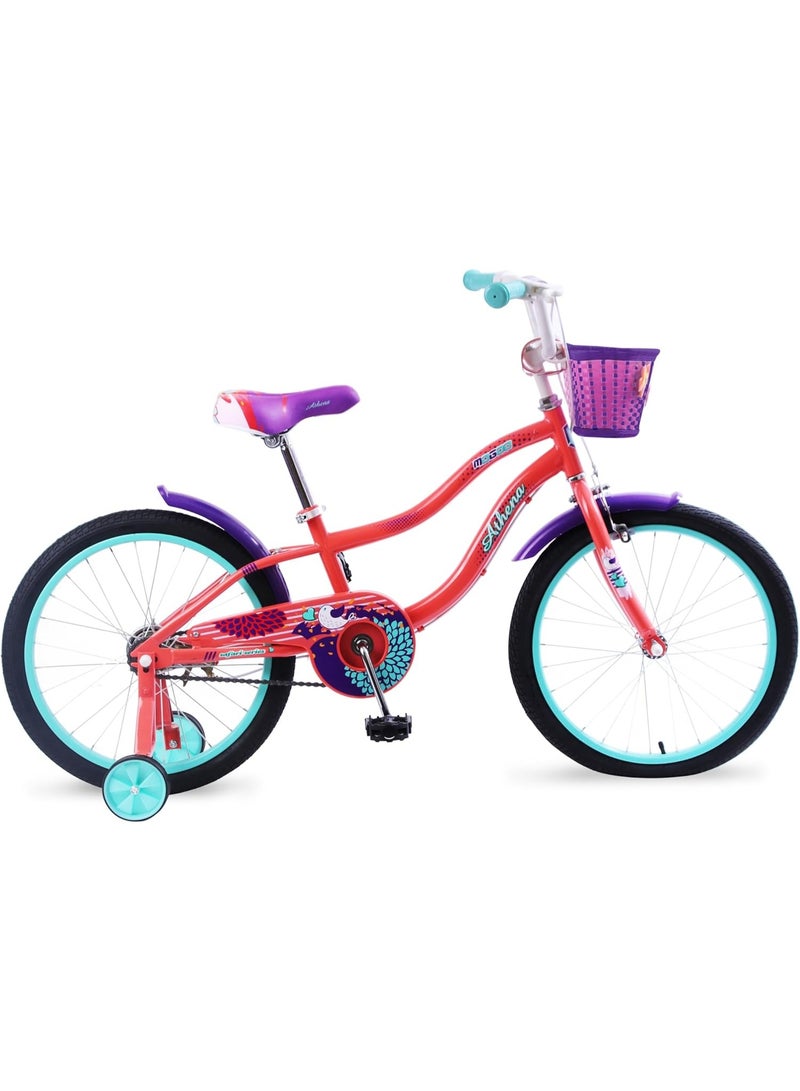 موجو Athena Girls Bike with Basket & Training Wheels 16 Inch | Peach | Kids Single-Speed Bicycle for Ages 4-7 | Alloy Steel Frame - Image 2