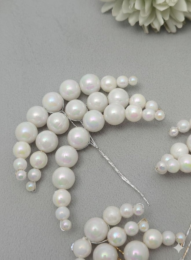 DHANABAPA Pearl Artificial Bridal Wedding Hair Accessories, Gajra Juda Pin, Juda Bun Hair Clip, Artificial Flowers for Hair, Fancy Pearl Juda Accessories for Women & Girls, Long Hair, (9 Pcs - Silver.) - Image 5