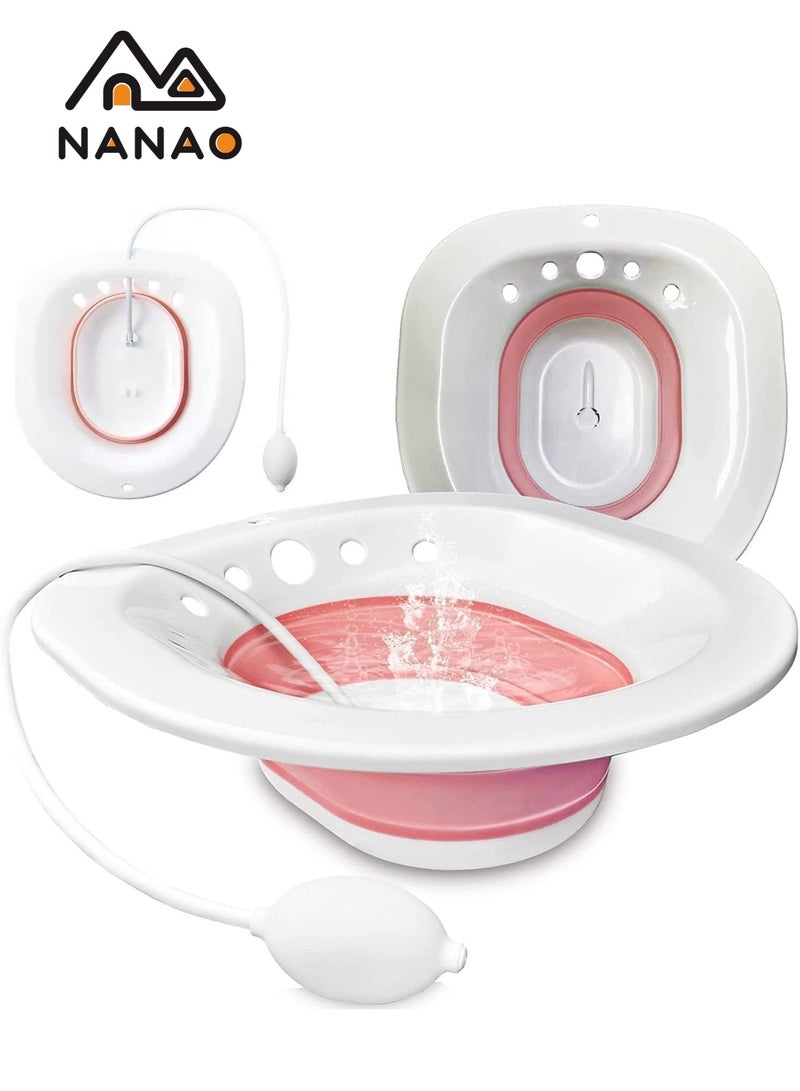 NANAO Sitz Bath for Toilet Seat,Steam Seat for Toilet, Foldable Postpartum Care Basin, Suitable for Pregnant Women, Postpartum Care, Perineum Treatment, Sitz Bath for Hemorrhoids (Pink)  - Image 1