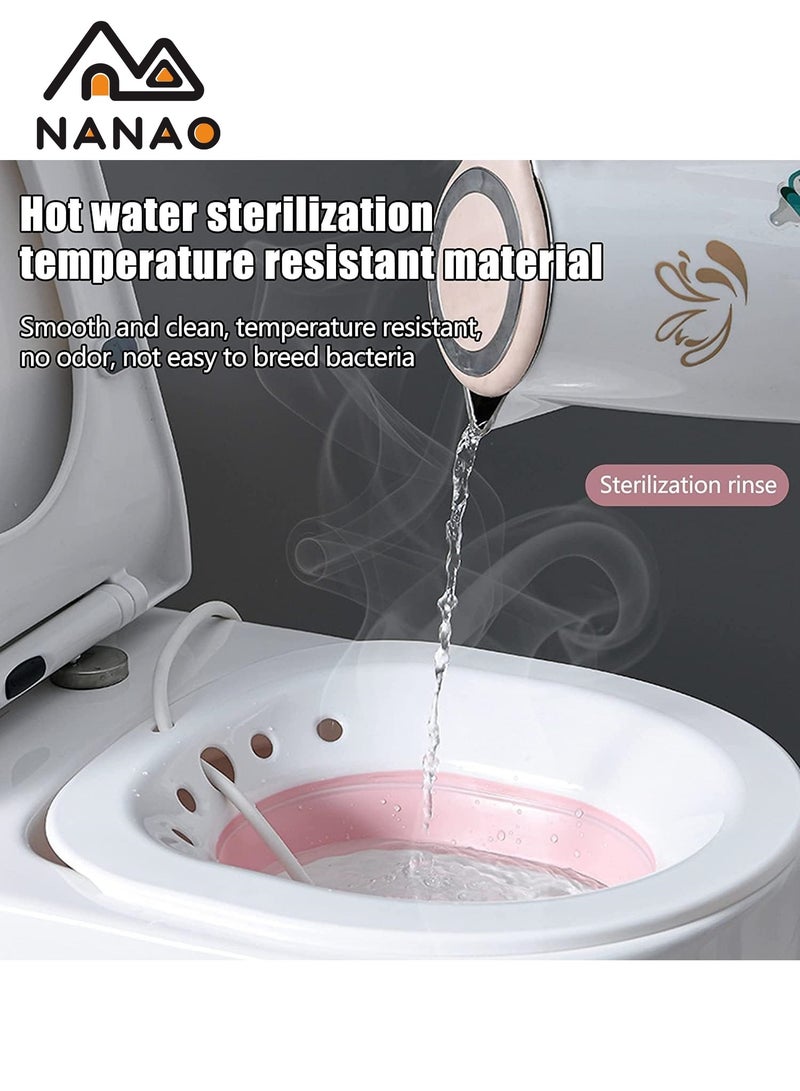 NANAO Sitz Bath for Toilet Seat,Steam Seat for Toilet, Foldable Postpartum Care Basin, Suitable for Pregnant Women, Postpartum Care, Perineum Treatment, Sitz Bath for Hemorrhoids (Pink)  - Image 4