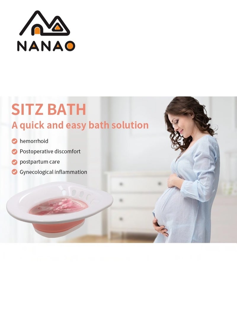 Sitz Bath for Toilet Seat,Steam Seat for Toilet, Foldable Postpartum Care Basin, Suitable for Pregnant Women, Postpartum Care, Perineum Treatment, Sitz Bath for Hemorrhoids (Pink)