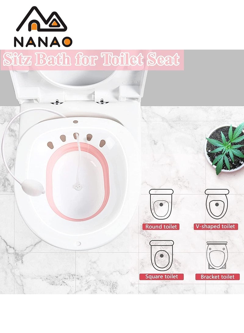 Sitz Bath for Toilet Seat,Steam Seat for Toilet, Foldable Postpartum Care Basin, Suitable for Pregnant Women, Postpartum Care, Perineum Treatment, Sitz Bath for Hemorrhoids (Pink)