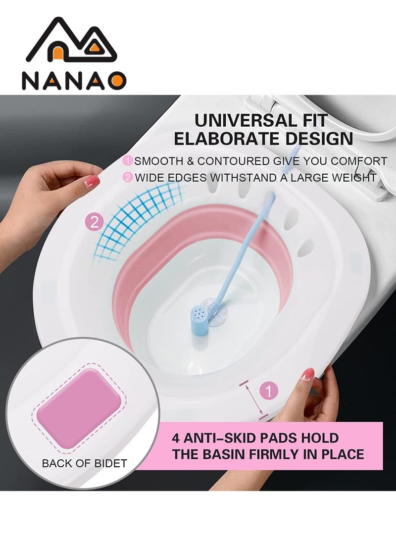NANAO Sitz Bath for Toilet Seat,Steam Seat for Toilet, Foldable Postpartum Care Basin, Suitable for Pregnant Women, Postpartum Care, Perineum Treatment, Sitz Bath for Hemorrhoids (Pink)  - Image 3