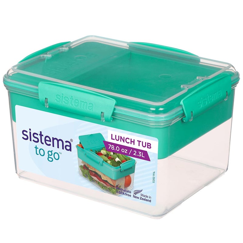 sistema to go Lunch Box Tub | 2.3 L with Individual Compartments | Assorted Colours (Varies by Pack) | 1 Count