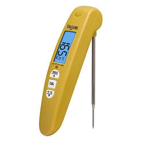 Taylor Digital Turbo Read Thermocouple Thermometer with Folding Probe, Yellow - Image 1