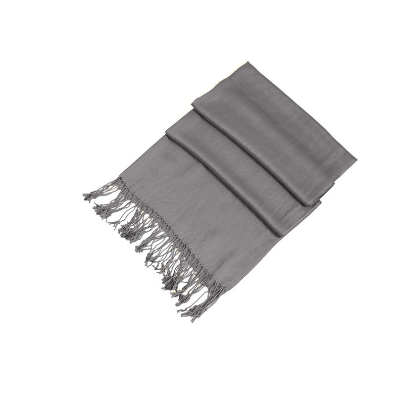 Sakkas Large Soft Silky Pashmina Shawl Wrap Scarf in Solid Colors- Gray - Image 1