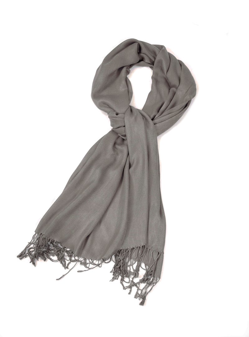 Sakkas Large Soft Silky Pashmina Shawl Wrap Scarf in Solid Colors- Gray - Image 2