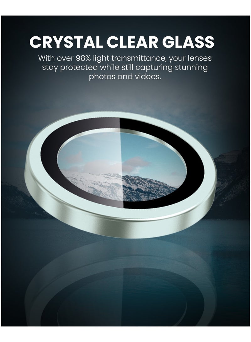 Moxedo Camera Lens Protector Aliminum Alloy with Easy Installation Tool Compatible for iPhone 15 Plus 6.7 /iPhone 15 6.1 (Light Green) - Image 2