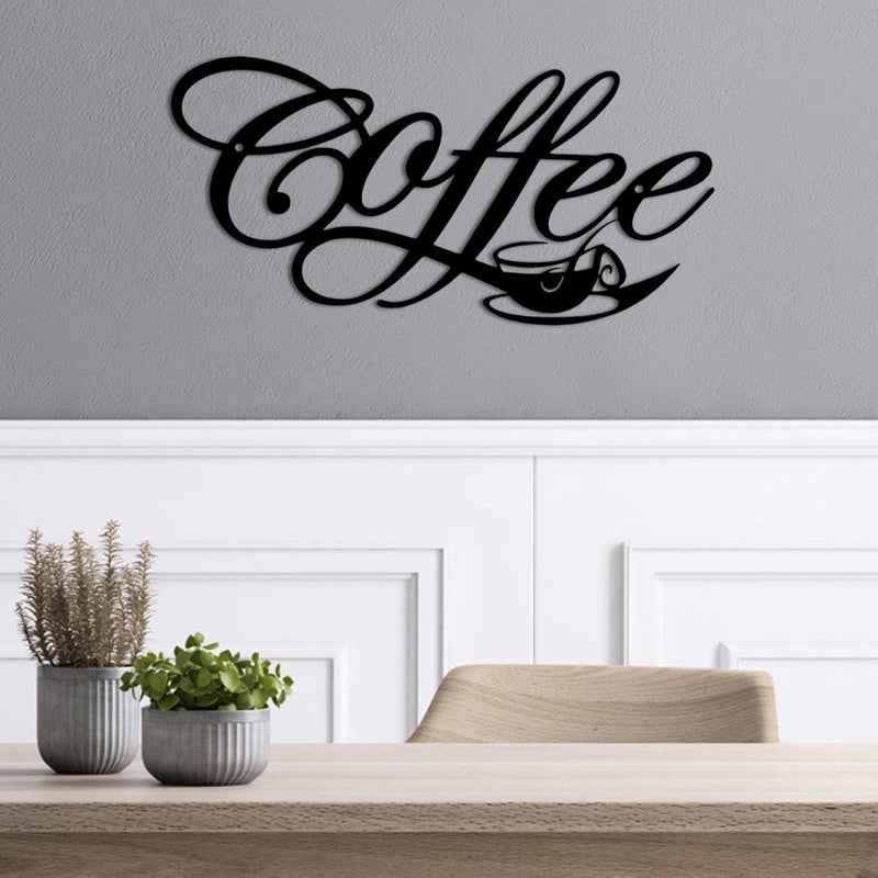 Wire Coffee Sign - Coffee Bar Sign Coffee Decor,Black Coffee Wall Decor Coffee Bar Letter Sign for Cafe Farmhouse Kitchen Wall Decor - Image 1