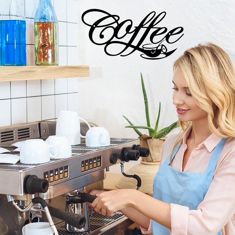 Wire Coffee Sign - Coffee Bar Sign Coffee Decor,Black Coffee Wall Decor Coffee Bar Letter Sign for Cafe Farmhouse Kitchen Wall Decor - Image 2