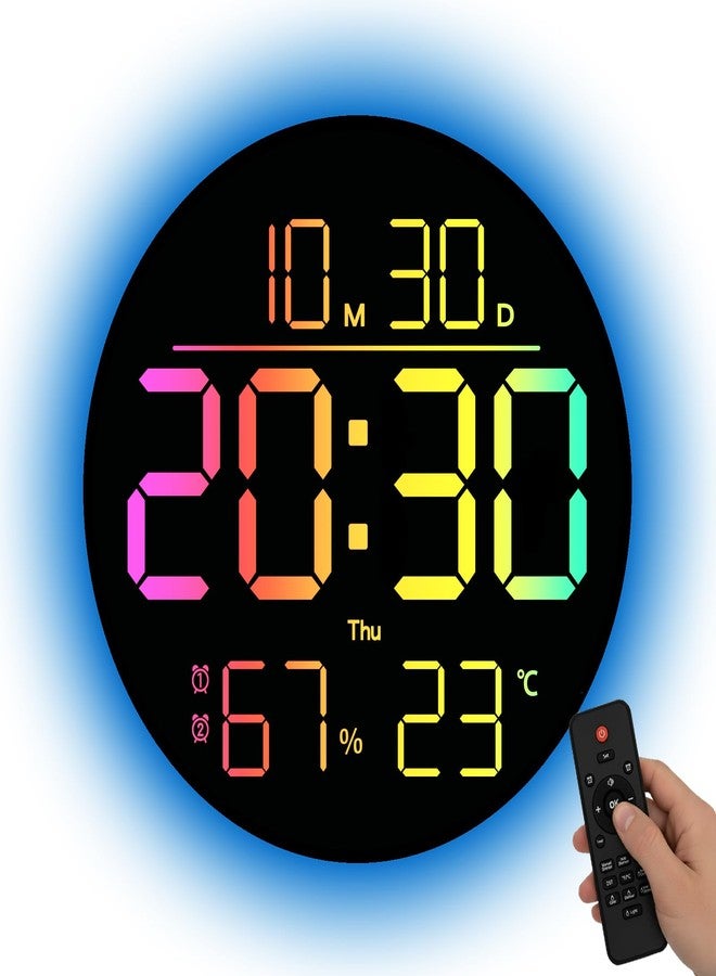 45MinST 10-Inch RGB LED Digital Wall Clock with Temperature, Humidity, and Date Display｜Dual Alarms, Countdown Timer, 11 Backlight Colors, Auto Brightness, Silent Operation｜Modern Decor for Home&Office - Image 1