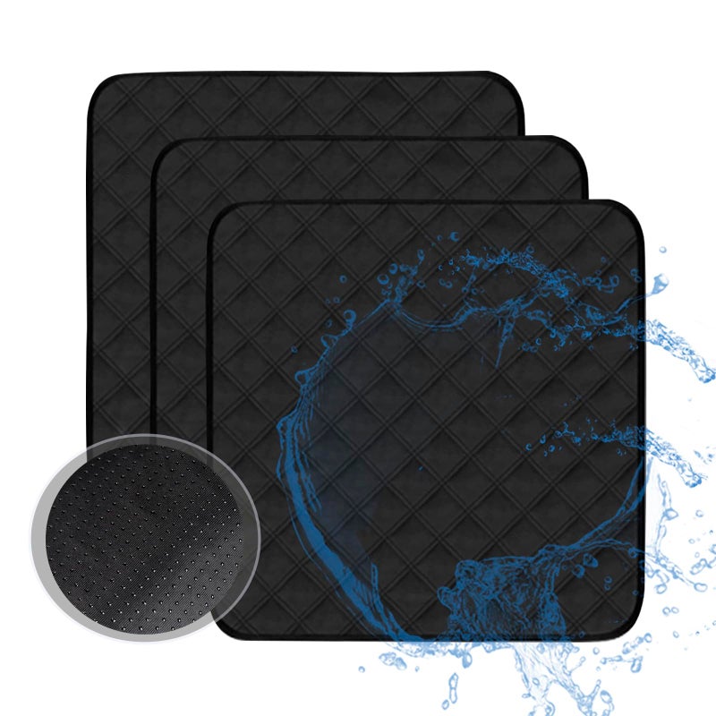HUNAIGEE Waterproof Chair Pads for Incontinence Washable Seat Protector Pads for Adults Reusable Seat Pads Incontinence Seat Cover for Bed Wheelchair Ultra Soft 4Layer 21X22 3 Pack Black