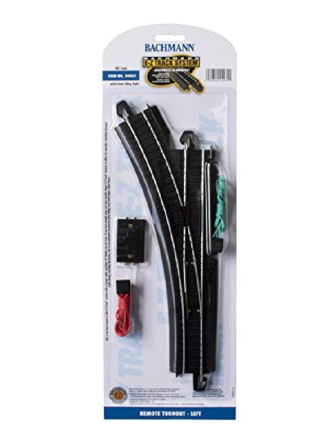 Snapfit Ez Track Remote Turnout Left (1/Card) Steel Alloy Rail With Black Roadbed Ho Scale