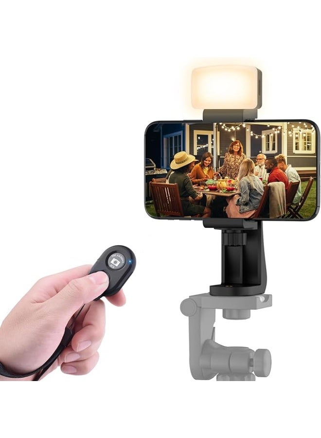 Universal Phone Tripod Mount Adapter – Adjustable Clamp with Wireless Camera Remote, LED Light & Wrist Strap for Selfie Stick and Monopod - Image 1