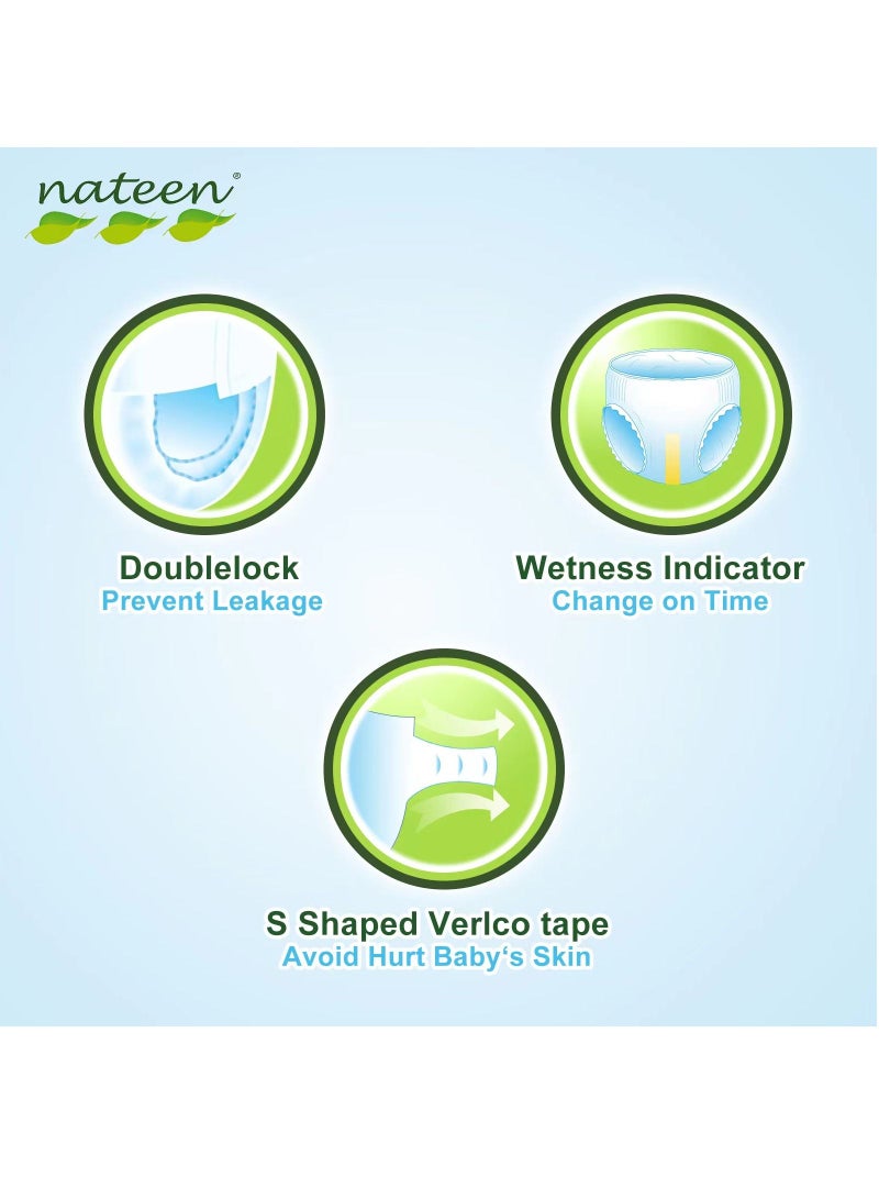 Nateen Premium Care Baby Diapers,Size 3 (4-9kg),Medium,18 Count Diapers,Super Absorbent,Breathable Baby Diapers.